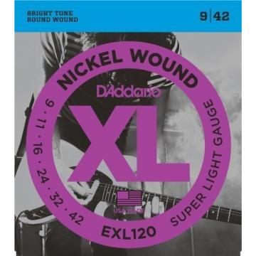 EXL120x5 Elec Guit Strings, Nick, Rnd Wnd, Super Light (.009-.042)