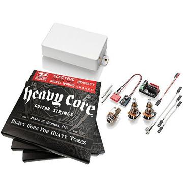 EMG 85 White Active Humbucker Pickup Bundle with 3 sets Dunlop Heavy Core Guitar Strings, 12-54