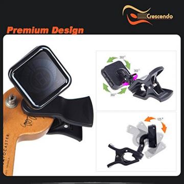 Crescendo ZenTuner Clip-On Tuner, Acoustic, Electric Guitar, Bass, Violin, Ukulele, Chromatic Mode for Any or All Instruments, Fast &amp; Accurate, Multi-Mode, Easy to Read Color Display, Pro and Beginner