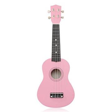 Hot 21 Inch 12 Fret Acoustic Maple Wood Basswood Black/Pink Soprano Ukulele Nylon 4 Strings Guitar Musical Instrument 2-Black