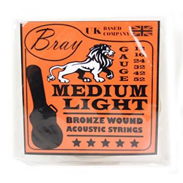 Bray Medium Light Bronze Wound Acoustic Guitar Strings (12 - 52) Perfect For Gibson, Ibanez, Tanglewood, Yamaha &amp; Fender Acoustic Guitars - Includes Vinyl Sticker
