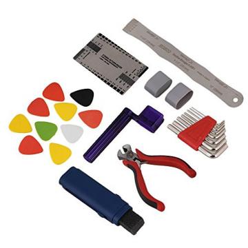 Yibuy Black Guitar Repair Tool Full Sets PU Leather Bag for Fingerboard Radius Ruler ,String Cleaner and Lubricant Stick