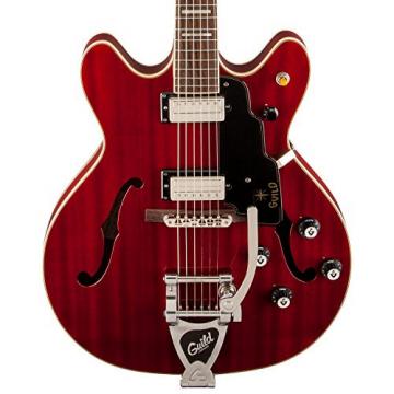 Guild Starfire V w/ GVT CHR Semi-Hollow Body Electric Guitar, Cherry Red, with Guild Hard Case, ChromaCast Electric Strings, Cable, Strap, Picks, Stand and Polish Cloth
