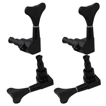 Yibuy Black Left Hand Guitar Tuning Pegs 4 String Bass Tuning Pegs with Ferrules &amp; Screws Set of 4