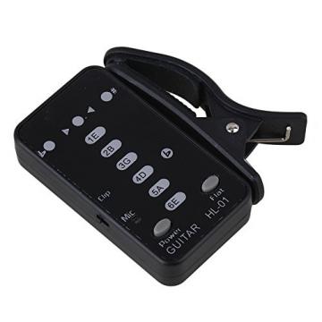 Yibuy Black Plastic Digital Guitar Tuner Mini Clip-on Electronic Tuner with LED Light