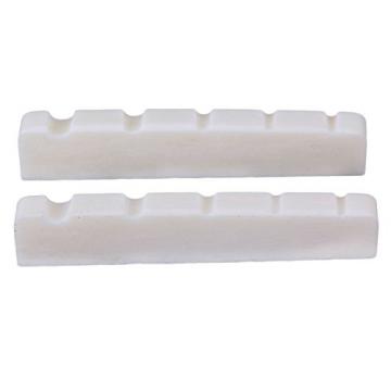 Yibuy 45mm x 6mm x 9/8mm Cattle Bone Slotted Nut for 5 Strings Bass Guitar Set of 2