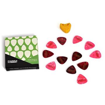 Precision Music Assorted Guitar Picks/Plectrums with Free Guitar Pick Holder: The Pack of 6 Medium Guitar Picks and 6 Heavy Guitar Picks ~ Musicians Love These! (Colors may vary)