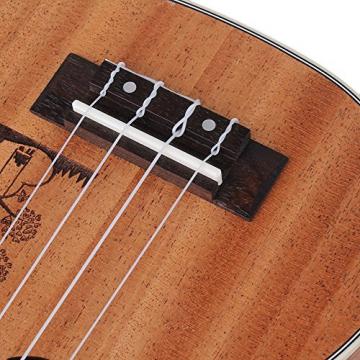 Yibuy 4 String 21&quot; Mahogany Ukulele Hawaii Guitar Rosewood Fingerboard Moon Stars Pattern Wood Color