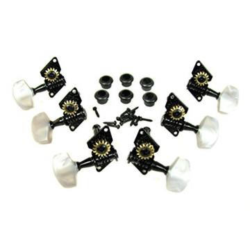 Stylish Black Open-Gear Guitar Tuners/Machine Heads - 6pc. 3 left / 3 right