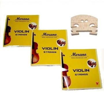 3 Sets Merano STV100 1/10 Size Violin String + Bridge