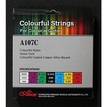 12 Sets Alice A107C Colorful Nylon Coated Copper Alloy Classical Guitar Strings (.028 .032 .040 .029 .035 .043)