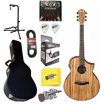Ibanez Exotic Wood AEW40ZWNT A/E Zebrawood Guitar w/BK Hard Case &amp; More