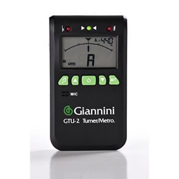 Giannini GTU-2 Digital Chromatic Tuner for Stringed Instruments with Internal Mic, Contact Clip and Cable