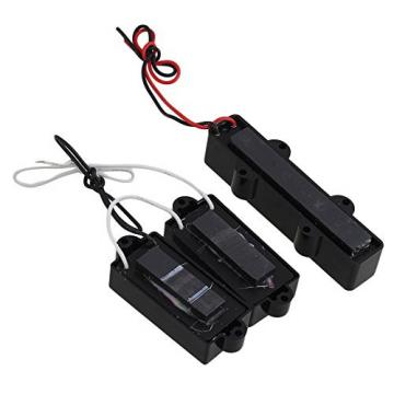 Yibuy Plastic PB Bass Pickup &amp; JB Bass Bridge Pickup with 2 Cable for 4 String Bass