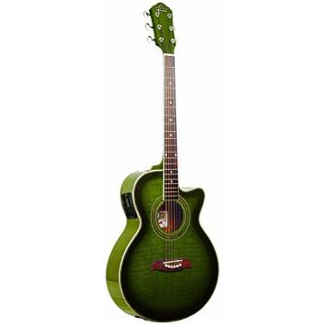 Oscar Schmidt OG10CEFTGR Trans Green A/E Guitar w/Effin Strings, Picks &amp; More