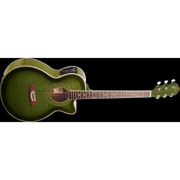 Oscar Schmidt OG10CEFTGR Trans Green A/E Guitar w/Effin Strings, Picks &amp; More