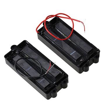 Yibuy Black Color Ceramic Magnet Open Noiseless Double Coil M003 5-String Bass Pickup Set of 2