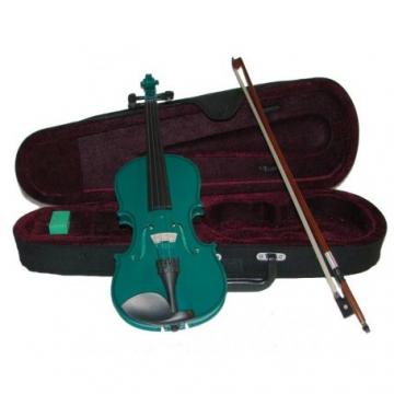 Merano MV300GR 1/8 Size Green Violin with Case and Bow+Extra Set of Strings, Extra Bridge, Rosin, Pitch Pipe, Shoulder Rest