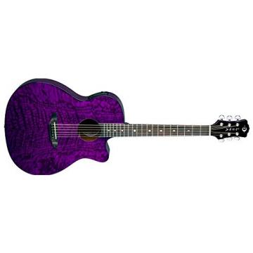 Luna GYP E QA TPP A/E Quilt Ash Trans Purple Guitar w/BK Hard Shell Case &amp; More