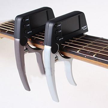 LuguLake Professional Guitar Capo with Clip Tuner Quick Change for Guitars-Black