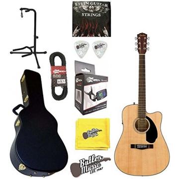 Fender CD-60SCE A/E Dreadnought Guitar, Gloss Nat, w/BK Hard Case &amp; More !!NEW