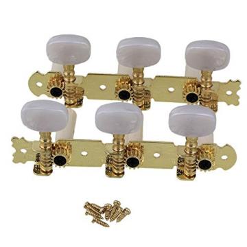 Yibuy Zinc alloy 3L3R 6 String Guitar Gold Plated Tuning Pegs Machine Head with Imitation Mica Round Heads
