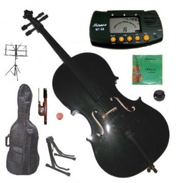 Merano 1/10 Size Black Student Cello with Bag and Bow+2 Sets of Strings+Cello Stand+Music Stand+Metro Tuner+Rosin+Mute
