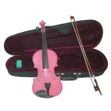 Merano 1/10 Size Pink Violin with Case and Bow+Extra Set of Strings, Extra Bridge, Extra Bow, Rosin, Black Music Stand, Metro Tuner