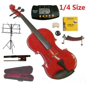 Merano 1/4 Size Red Violin with Case and Bow+Extra Set of String, Extra Bridge, Shoulder Rest, Rosin, Metro Tuner, Music Stand, Mute