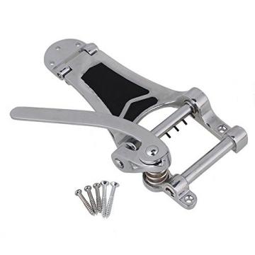Yibuy Chrome Color Metal Tremolo Bridge with Crank Handle 6 String Electric Guitar Replacement Parts