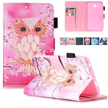 Galaxy Tab A 7.0 Case, T280 Case, Firefish PU Leather Wallet Case [Card Slots] [Kickstand] Magnetic Clip Impact Resistant Protect Case for Samsung Galaxy Tab A 7.0 inch T280 -Owl
