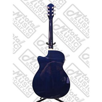 Oscar Schmidt Auditorium Cutaway Trans Blue Acoustic/Electric Guitar, Case Bundle OACEFTBL