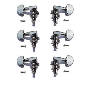 HOT SEAL Acoustic Guitar Tuning Pegs Machine Head Tuners Chrome Guitar Parts 6 Pieces 3L3R (Silver)