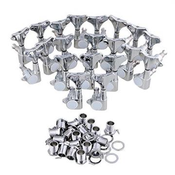 Yibuy 2R2L Chrome Tuning Keys Pegs Tuners Machine Heads for Bass Set of 20