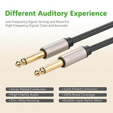 UGREEN Gold Plated Premium 6.35mm Mono Jack 1/4&quot; TS Cable Unbalanced Guitar Patch Cords/Instrument Cable Male to Male with Zinc Alloy Housing and Nylon braid (6ft)