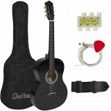 38&quot; Black Acoustic Guitar Starter Package (Guitar, Gig Bag, Strap, Pick)