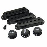 SODIAL(R) Fender Stratocaster Pickup Covers 50 or 52 mm Pole to Pole Knobs Tips (Black)