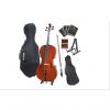 Custom Cecilio CCO-500 Ebony Fitted Flamed Solid Wood Cello with Hard &amp; Soft Case, Stand, Bow, Rosin, Bridg #1 small image
