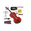 Custom Merano 4/4 Full Size Red Student Violin with Case and Bow+Extra Set of Strings, Extra Bridge, Should