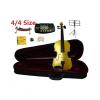 Custom Merano 4/4 Full Size Yellow Student Violin with Case and Bow+Extra Set of Strings, Extra Bridge,