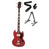 Custom Epiphone EB-3 Model Bass Guitar Cherry and Accessories Bundle #1 small image