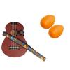 Custom Deluxe Ukulele Strap - Tiki Hawaiian Strap w/Bonus Pair of Rhythm Egg Shakers - Orange