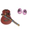 Custom Deluxe Ukulele Strap - Tiki Hawaiian Strap w/Bonus Pair of Rhythm Egg Shakers - Pink