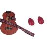 Custom Deluxe Ukulele Strap - Pink Leopard Strap w/Bonus Pair of Rhythm Egg Shakers - Red