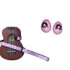 Custom Deluxe Ukulele Strap - Hawaiian Flower Pink w/Bonus Pair of Rhythm Egg Shakers - Pink