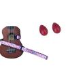 Custom Deluxe Ukulele Strap - Hawaiian Flower Pink w/Bonus Pair of Rhythm Egg Shakers - Red