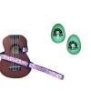 Custom Deluxe Ukulele Strap - Hawaiian Flower Pink w/Bonus Pair of Rhythm Egg Shakers - Green