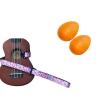 Custom Deluxe Ukulele Strap - Hawaiian Flower Pink w/Bonus Pair of Rhythm Egg Shakers - Orange