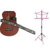 Custom Deluxe Ukulele Strap - White Zebra Strap w/Pink Collapsible Music Stand