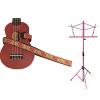 Custom Deluxe Ukulele Strap - Desert Rose Red Strap w/Pink Collapsible Music Stand